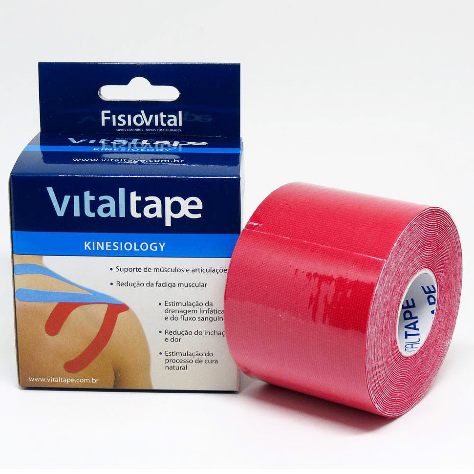 Bandagem Adesiva Elástica - Kinesio Tape - Vitaltape FisioVital - Vermelha